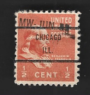 Scott# 803 1/2c Franklin precancel - CHICAGO ILL. - (B-9) - Image 1 of 2