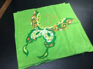 Pair 15.5x15.5 Vtg 1970's Green 100% Silk Butterfly Zippered Pillow Covers - Picture 1 of 4