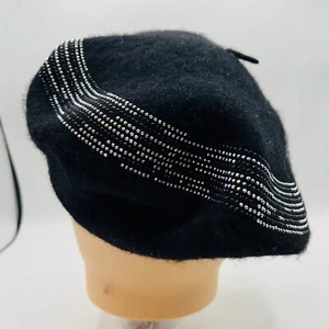 Something Special Women’s Hat.  Beret.  100% wool.  Black with Bling - Picture 1 of 7