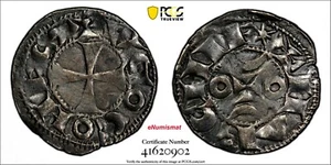 FRANCE La Marche Silver Hugues IX (1199-1219) Denier PCGS XF DETAILS Dup-960 (2) - Picture 1 of 3