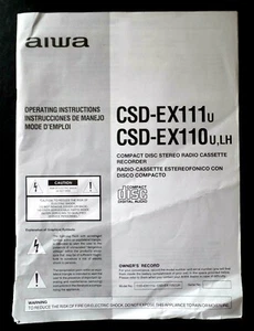 Vintage AIWA COMPACT DISC STEREO RADIO CASSETTE RECORDER OPERATING MANUAL - Picture 1 of 6
