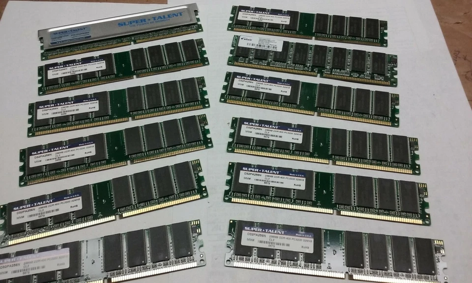 "NEW " Lot of 4 pcs - SUPERTALENT DDR 256MB DDR PC3200 CL3  - Image 1 of 2