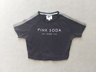 PINK SODA Black and Grey Short Sleeved Crop T-Shirt  Size 8