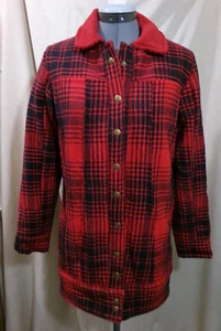 NUOVO cappotto giacca parka invernale neve quadri bufalo rosso nero snap up pavone - Foto 1 di 7