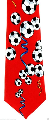 Gravata vermelha esportiva bola do mundo futebol comemoração masculina  - Imagem 1 de 2