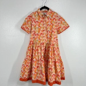 The Middle Daughter Girls Dress Tiered Short Sleeve Print Casual Orange 7-8 yrs - Picture 1 of 12