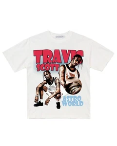 Camiseta Travis Scott de gran tamaño de peso pesado para hombre en blanco - Imagen 1 de 3