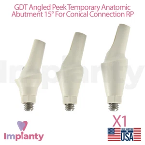 1x GDT Peek Prótesis Dental Anatómica Temporal en Ángulo 15° RP Cónica 2.65mm - Imagen 1 de 5