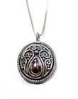 Bali  Sterling Silver With 18K Yellow Gold Trim Pendant W/18" Ster. Box Chain