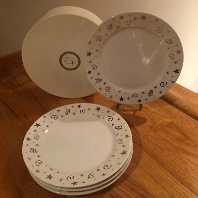 The Pampered Chef 1996 Celebration Party 8" Dessert/Salad Plates Gold Stars  NIB - Image 1 of 4