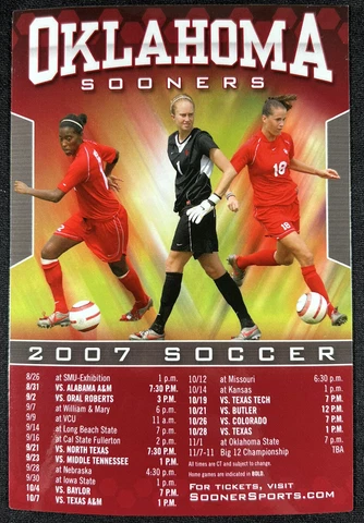 2007 Oklahoma Sooners Women's Soccer Schedule Magnet 4x6 Cover