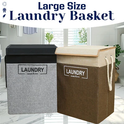 Groß 70L Wäschekorb Freistehend Faltbar Kleider Aufbewahrung Mülleimer Mit Griff - Bild 1 von 4