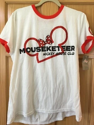 NUEVO CON ETIQUETAS Disney Store Mickey Mouse Camiseta Mujer Camiseta Mouseketeer Blanca  Foto 1 de 3