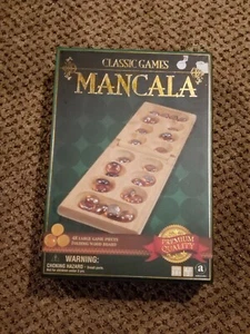 Classic Games Mancala Wooden Board Game 48-Piece Marble Stone Family game NEW - Picture 1 of 3