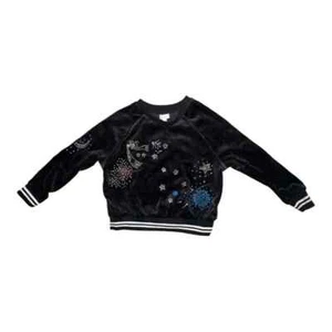 Gymboree Girls Black Velour Sweatshirt Embroidered Fireworks Small NWT - Picture 1 of 6