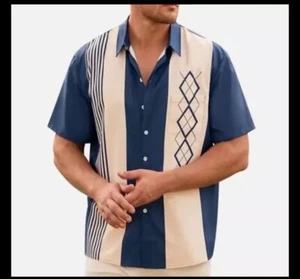 Shirt Size 3xl Men Hawaiin 50’s Bowling Shirt Cuban Style Button Down - Picture 1 of 4