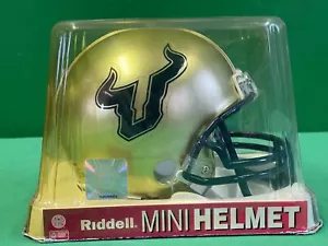 NCAA South Florida USF Bulls Riddell 2010 Gold Mini Helmet NWT - Picture 1 of 4