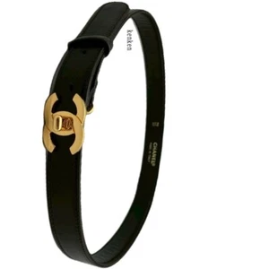 CINTURÓN CHANEL AUTÉNTICO Coco CC Oro GP Bloqueo Giratorio Medalla Cuero Negro kenkenjp De Colección - Imagen 1 de 19
