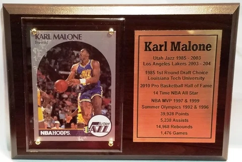 Utah Jazz Karl Malone Basketball Card Plaque Cover