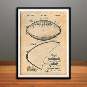 1936 Reach Football Patent Print Art Drawing Poster - Picture 1 of 5