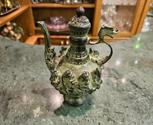 Tetera rara de colección hecha de aleación de metal principios del siglo XX Tíbet China Tailandia - Imagen 1 de 11