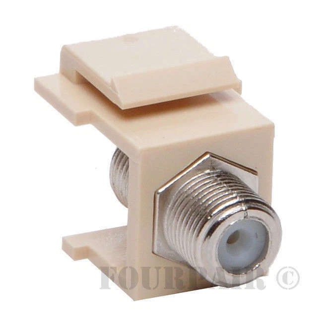F-81 Coax Keystone Jack Snap-In Insert Cable TV Coupler Connector RG6 RG59 Ivory - Image 1 of 1
