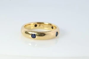Cartier 18 Karat 750 Gelbgold Ring. Cartier Saphir Stella Lünette 4 mm Band. - Bild 1 von 6