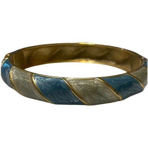 VALENTINO Bracciale con morsetto 2 toni alternato smalto blu tono oro