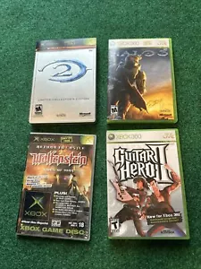 XBOX 4 Game Bundle: Halo 2, Halo 3, Wolfestein And Guitar Hero 2 - Picture 1 of 6