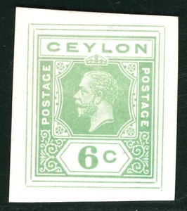 CEYLON KGV Stamp 6c Emerald *COLOUR TRIAL*/PROOF Key Plate Stationery Die YOB27 - Picture 1 of 6