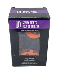 Pumpkin String Lights 10 Orange LED Lights Jack O lantern Halloween Battery - Picture 1 of 4