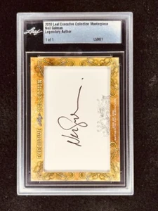 Neil Gaiman 2018 Hoja Obra Maestra Corte Firma Autografiada Tarjeta Firmada 1/1 JSA - Imagen 1 de 2
