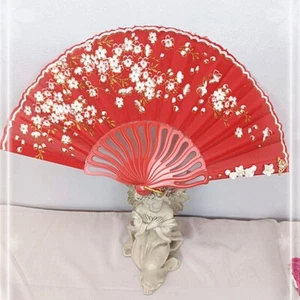 Japanese Sakura Folding Fan Floral Chinese Classical Hanfu Accessories Portable - Picture 1 of 19