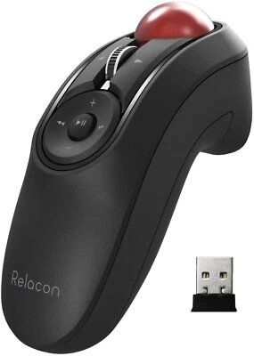 ELECOM Wireless Mouse Trackball Handy Type Relacon Black M-RT1DRBK Receiver New - Image 1 of 4