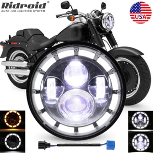 7 inch LED Headlight Halo DRL Projector For Harley-Davidson Softail FatBoy FLSTF - Picture 1 of 20