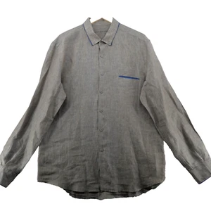Adolfo Dominguez Men's Size L Solid Brown 100% Linen Long Sleeve Casual Shirt - Picture 1 of 8
