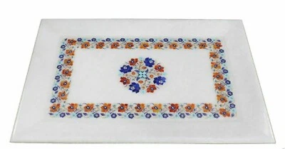 Bandeja de mármol arte floral incrustación piedras semipreciosas trabajo hogar decoración y regalos Foto 1 de 3