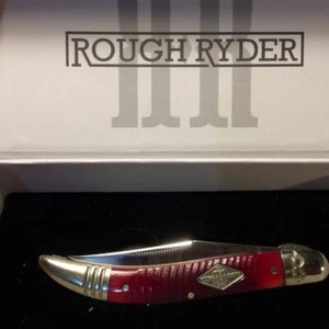 Rough Ryder Red Sawcut Bone Bolster Lock Texas Toothpick 4" Pocket Knife RR1961 - Picture 1 of 6