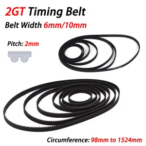 2mm Pitch 2GT Rubber Timing Belt Closed Loop 6mm/10mm Width for CNC, 3D Printer - Picture 1 of 12