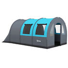 Outsunny Tenda da Campeggio 5 Posti con Zona Notte e Giorno Separate Grigio Blu