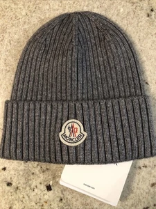 Moncler Beanie Mütze Unisex Grau Anthrazit Wolle - Bild 1 von 4