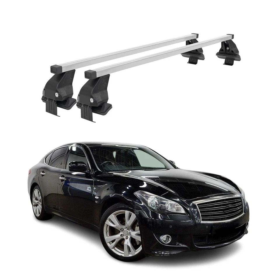 Portaequipajes barras transversales de techo lisas para Infiniti Q70 2014-2019 gris 2x Foto 1 de 4