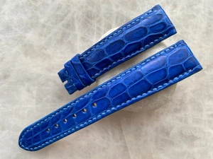 19mm/16mm Blue Alligator Crocodile Print Leather Watch Strap Band - Picture 1 of 1