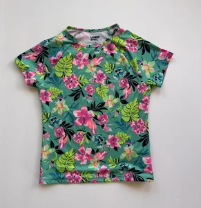 Lands' End Suit Rash Guard Girls Short Sleeves Beach Tropical Floral Large - Picture 1 of 2