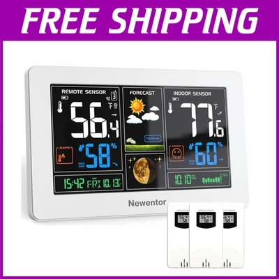 Comprehensive Wireless Weather Forecast Station with Color Display & Dual Alarms - Image 1 of 4