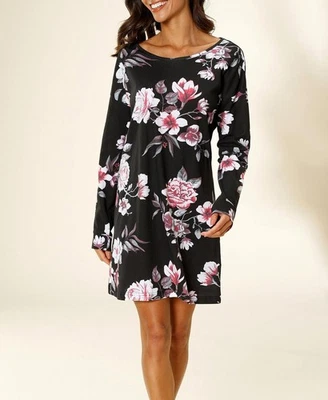 VIVANCE DREAMS Nachthemd, schwarz-Blumendruck