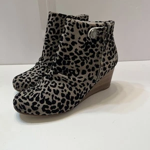 Blowfish Damen 8 Stiefeletten grau schwarz Leopard Keilabsatz seitlicher Reißverschluss Druckknopf - Bild 1 von 10
