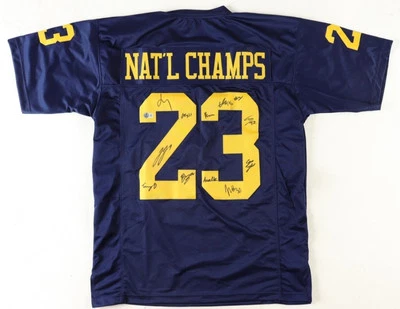 2023 Chmp Jersey HandSigned by JJ McCarthy + 10 Others in Description (Beckett) - Image 1 of 3