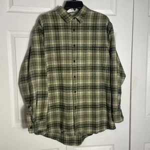 Vintage 90s Structure Shirt Men Large Green Tartan Plaid Flannel Button Up Boxy - Picture 1 of 13