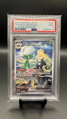 2025 POKEMON EN-DESTINED RIVALS 184 CYNTHIA'S ROSERADE ILLUSTRATION RARE PSA 9 - Image 1 of 2